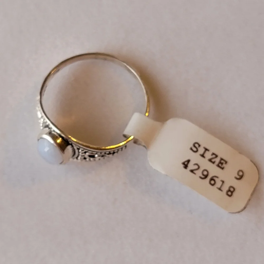 Blue Lace Agate Sterling Silver Class Ring Signed Size 9